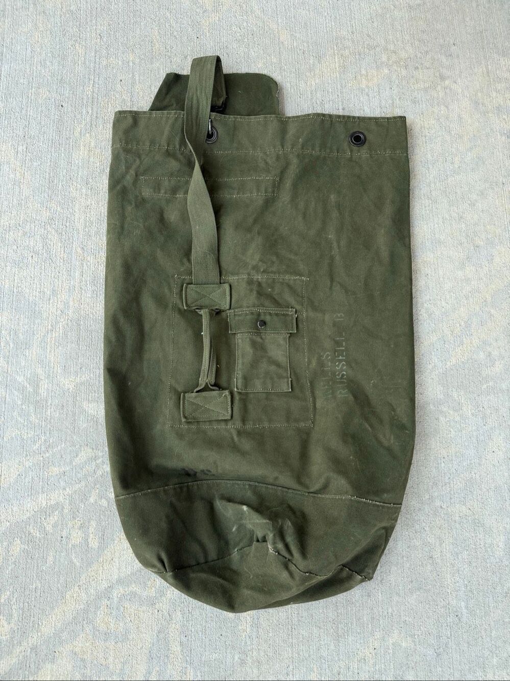 Vintage US Military Canvas Duffel Bag Top Load Army Surplus Olive Drab OD